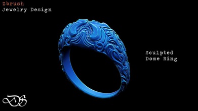3d printable zbrush dome ring jewelry art sterling silver jewel jewellery engagement wedding custom sculpt design wealth luxury gem rings 3d print model - Mito3D