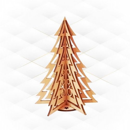3d Puzzle Weihnachten Baum bereit Laser Schnitt Design Geschenk Dekor Vektor Schneiden Muster svg Gravur Zeichnung Glühschmiede Vorlage planen Hobby DIY 3D print model - Mito3D