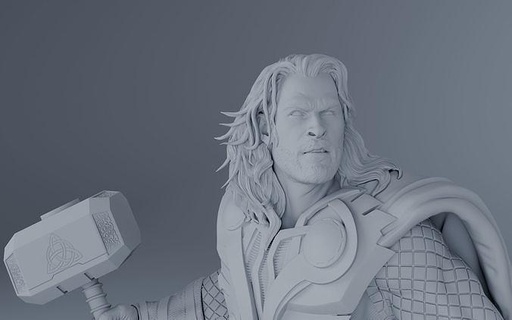 3d realista Thor estátua vingadores 1 maravilha Super heroi personagem zbrush cinema4d 3dsmax maya 3dprint impressão homem martelo miniatura arte herói esculturas 3d print model - Mito3D