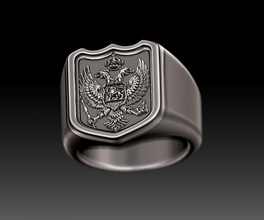 3d signet ring men russia signetring knight macho elegant eagle symbol stampring stamp signature silver 3dring 3dprinted powerful classic jewel sleeved jewelry rings 3d print model - Mito3D
