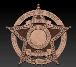 3d stl model sheriff badge art ornate design wood cnc gallery deco sculptures decoration uniform cop west jewelry coins badges 3d print model - Mito3D