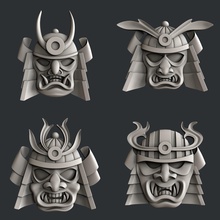 3d stl models cnc or printer samurai mask relief samuray 3dmodels artcam aspire vcarve 3dprinter fusion art 3d print model - Mito3D