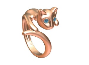 3d stl squillare gatto originale gioielleria gioiello oro gemma anelli 3d print model - Mito3D