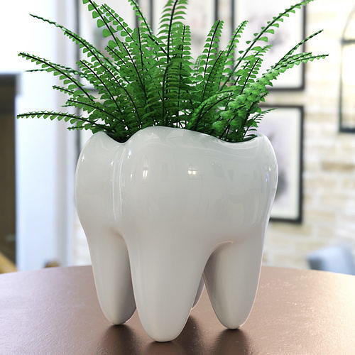 3d denti impianti pentola giardino design arte modello interni megart Stampa fioriera arredamento porta penna vaso Casa 3D print model - Mito3D