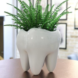 3d teeth plants pot garden design art model interior megart print planter decor penholder vase house 3d print model - Mito3D