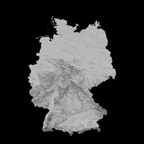 3d topographical map model germany topographic height relief hobby diy elevation cnc printing german european topo 3D print model - Mito3D