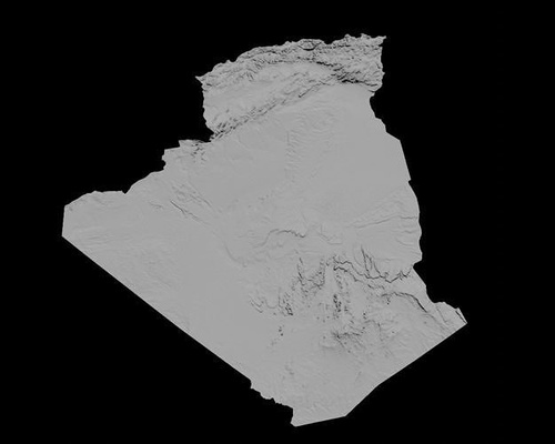 3d topographical map of algeria algerian north africa algiers relief topography landscape terrain blender elevation topo topographic geography science 3d print model - Mito3D