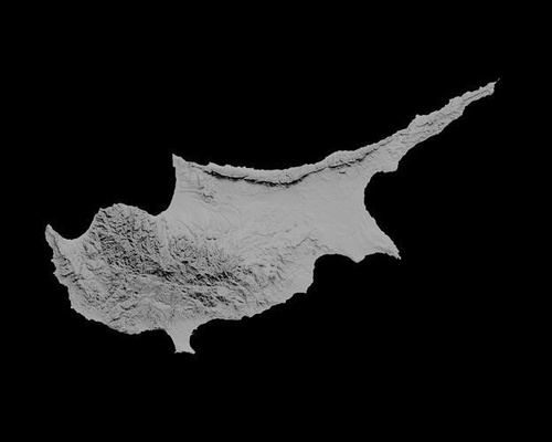3d topografik harita of kıbrıs rahatlama topografya avrupa avrupalı manzara arazi blender yükseklik topo coğrafya kıbrıslı bilim 3d print model - Mito3D