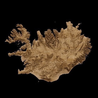 3d topografico carta geografica of islanda sollievo topografia europa europeo paesaggio terreno miscelatore elevazione topo geografia islandese scienza 3d print model - Mito3D
