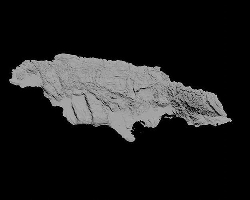 3d topografico carta geografica of giamaica giamaicano caraibico sollievo topografia paesaggio terreno miscelatore elevazione topo geografia scienza 3d print model - Mito3D