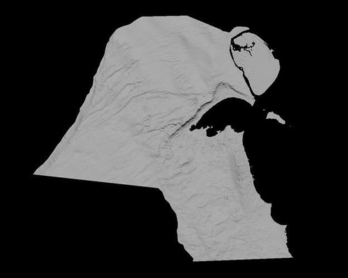 3d topográfico mapa of kuwait kuwaitiano alívio topografia panorama terreno liquidificador elevação topo geografia ciência 3d print model - Mito3D