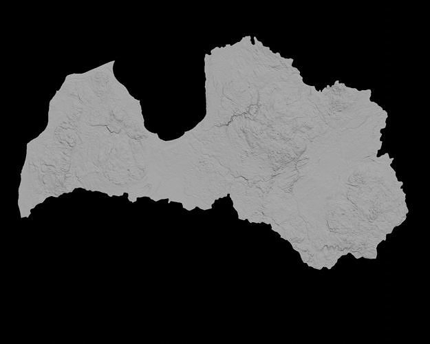 3d topographical map of latvia riga latvian relief topography europe european landscape terrain blender elevation topo topographic geography baltic science 3D print model - Mito3D