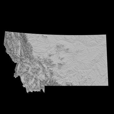 3d topographisch karte of montana topo topografisch topographie kartographie geographie us vereinigt zustände usa linderung elevation schattiert wissenschaft 3d print model - Mito3D