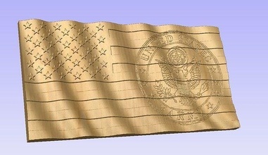 3d ondulado bandera ejército sello cnc aspirar vcarve madera estados unidos america militar pasatiempo bricolaje diy 3d print model - Mito3D