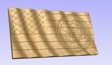 3d ondulado bandeira marinha foca cnc aspirar vcarve madeira roteador América EUA passatempo faça 3d print model - Mito3D