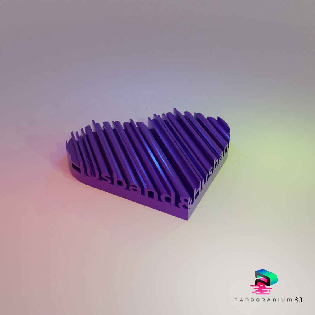 3d palabra forma of corazones marido corazón amor pandoranium3d gay boda regalo arte señales logos 3D print model - Mito3D