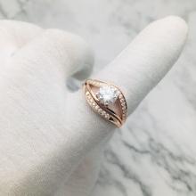 3dm antique wedding ring set women custom jewelry engagement platinum silver diamond vintage rings 3d print model - Mito3D