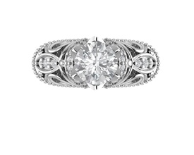 3dm Arte deco flor banda promesa anillo personalizado joyería joya compromiso Boda platino plata diamante Clásico anillos 3d print model - Mito3D