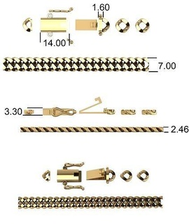 3dm format cuba chain 7mm retro gold antique design precious vintage gem jewel brilliant jewelry chain bracelets  3d print model - Mito3D