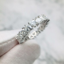 3dm coração noivado anel personalizadas joalheria Casamento platina prata diamante argolas 3d print model - Mito3D