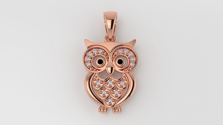 3dm stl owl pendant printable jewelry model gold design silver owlnecklace necklace gemstone gemstonenecklace jewellery woman fashion art jewel necklaces pendants 3d print model - Mito3D