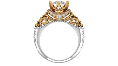 3dm formato tono vintage fidanzamento squillare personalizzato gioielleria nozze platino argento diamante anelli 3d print model - Mito3D