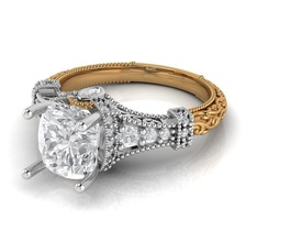 3dm vintage cushion cut engagement ring custom jewelry wedding platinum silver diamond rings 3d print model - Mito3D