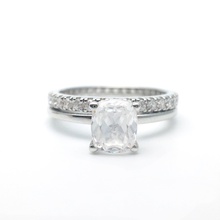 3dm vintage oval cut engagement ring set custom jewelry wedding platinum silver diamond rings 3d print model - Mito3D