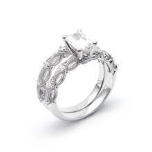 3dm Clásico radiante cortar nupcial conjunto mujer personalizado joyería joya compromiso anillo Boda platino plata diamante anillos 3d print model - Mito3D