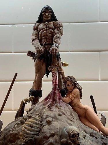 3dprinted Conan barbar heykelcik dosya koleksiyon heykel ürün tasarımı savaşçı Fantezi sanatı el çizilmiş efsanevi kahraman oyunlar oyuncaklar 3D print model - Mito3D