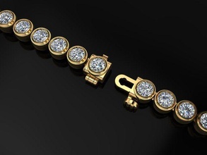 3mm bezel tennis bracelet links diamond gem link charm luxury dainty antique chain vintage women female mens fashion engagement jewelry bracelets 3d print model - Mito3D