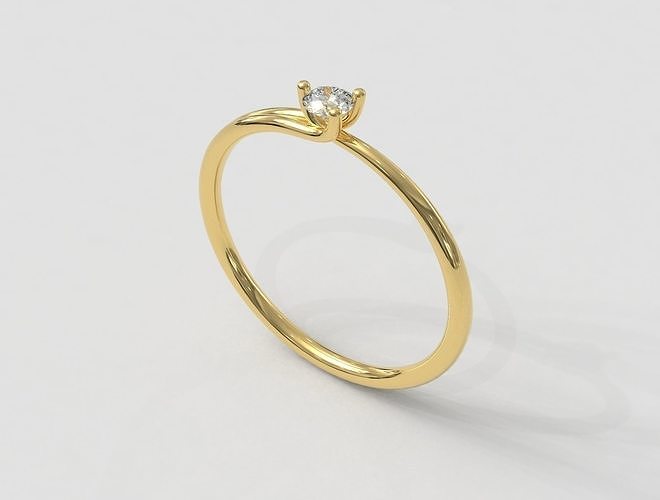 3mm solitaire ring 3d rings gold silver printable jewelry diamond jewel jewellery wedding engagement pauloranieri gem classic 3D print model - Mito3D