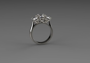 3stone ring jewelry eternity diamond engagement gemstone silver printable band brilliant grave wedding ruby brillant diamant sapphire gold fashion rings 3d print model - Mito3D