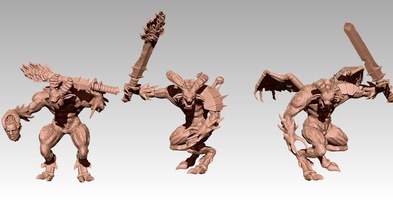 3x demons - without bases 3d printable tabletop miniature wargame sculpture figure figures miniatures games toys game accessories 3d print model - Mito3D