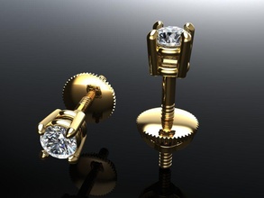 4-prong solitaire earring 2mm50 earrings gem stud diamond stone luxury fashion trends accessories accessory essentials essential hiphop hip hop mix size dainty vintage jewelry jewel 3d print model - Mito3D