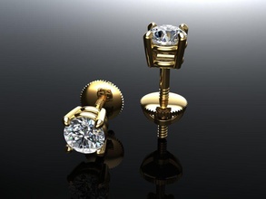 4 prong solitario orecchino 3mm50 diamante gemma perno lusso oro gioielleria moda tendenze donne femmina maschio Uomini unisex Accessori essenziali polo 3d print model - Mito3D