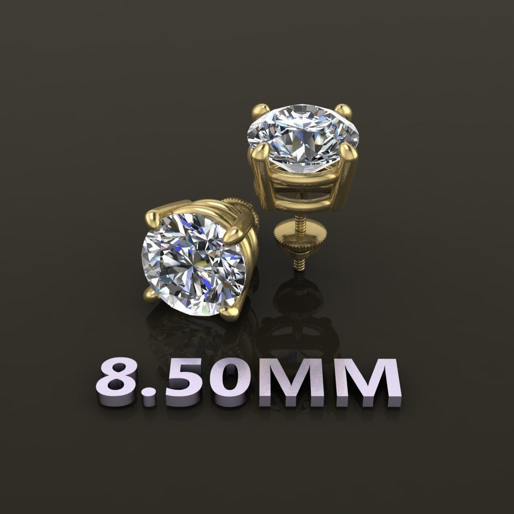 4-prong solitaire earring basket 8mm50 jewelry 4 prong ear mix size style 8mm fashion trends dainty minimalist unisex women men male hiphop hip hop earrings 3D print model - Mito3D