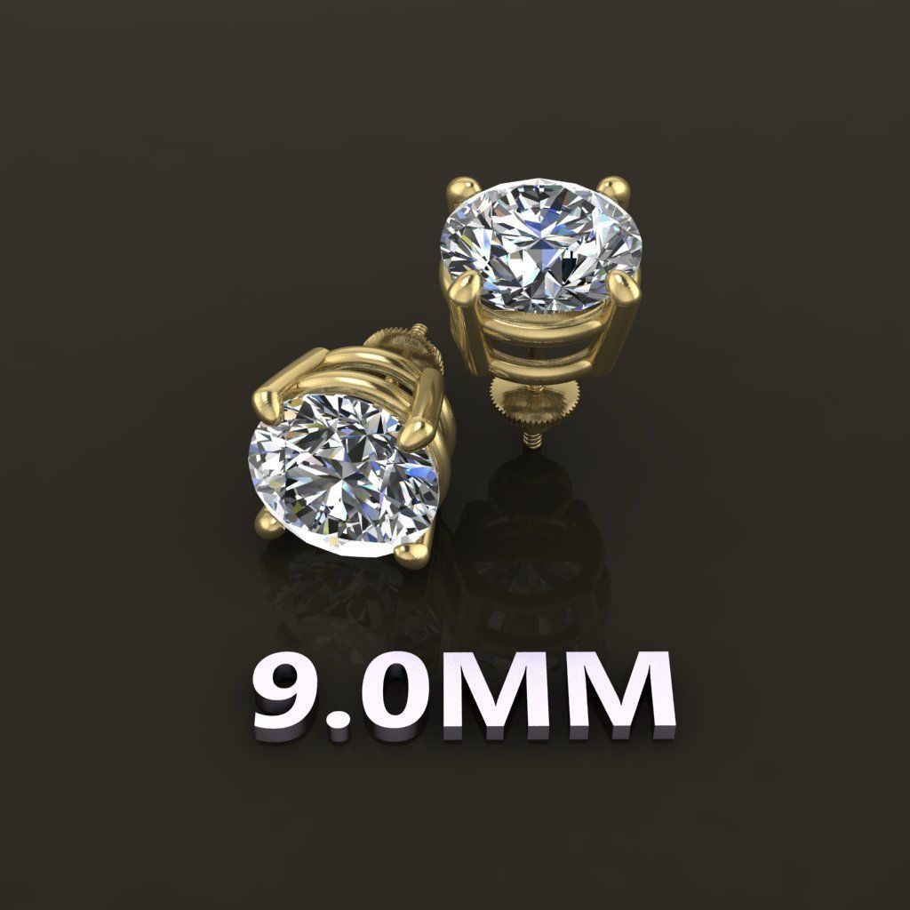 4-prong solitaire earring basket 9mm jewelry earring stud solitaire earring stud earring 4 prong earring 4 prong solitaire earring women female men unisex hiphop hip hop fashion trend fashion accessories rings 3D print model - Mito3D