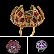 4-ring-ex93 jewelry jewellery ring lotusring diamond brilliant lotus rings 3d print model - Mito3D