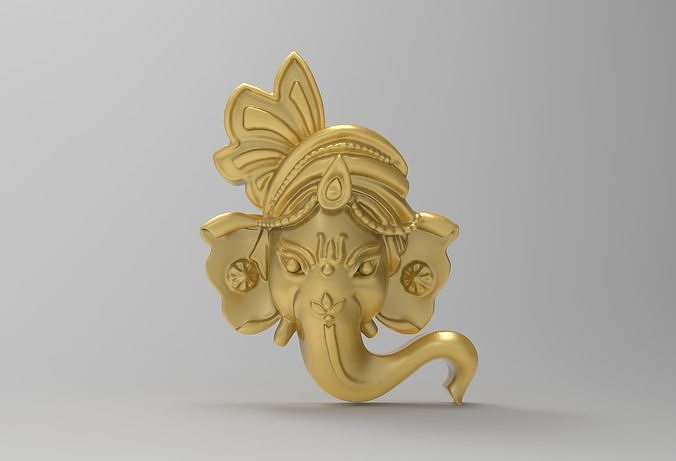 4 sizes pagri ganesha viso pendente ganapati arte Dio elefante statua scultura gioielleria ciondoli 3D print model - Mito3D