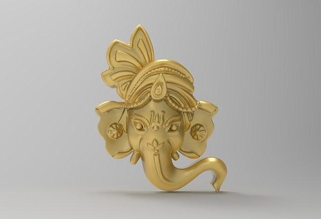 4 sizes pagri Ganesha visage pendentif ganapati art Dieu l'éléphant statue sculpture bijoux pendentifs 3d print model - Mito3D