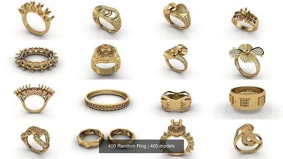 400 zufällig Ring Gold Mode Schönheit Diamant Hochzeit Juwel Schmuck Anhänger Verlobungsring Ehe Platin druckbar Engagement Silber Feier Ringe 3d print model - Mito3D