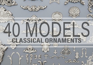 40 classico barocco ornamenti cad cartiglio fregio arredamento modanatura onlay ornamento stampa roccoco pannello cornice angolo casa 3d print model - Mito3D