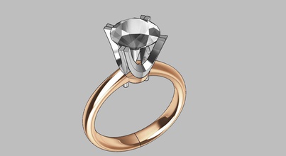 44-10 engagement ring in rose gold jewellery diamond art luxury design jewelry rings 3d print model - Mito3D