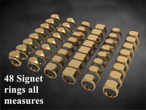 48 sello anillos arte joyería joya anillo oro constructor plata diseño hombres paquete signetring hueco cuadrado mujer hembra caja 3d print model - Mito3D