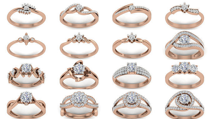 48 femmes solitaire bague 3dm rendre détail anneaux mariage engagement bijou bijoux diamant imprimable or sterling platine gemme brillant argent 3D print model - Mito3D
