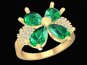 4 diamante Pera dama anillo 2916 joyería joya Moda accesorios oro mujer diseño anillos 3d print model - Mito3D