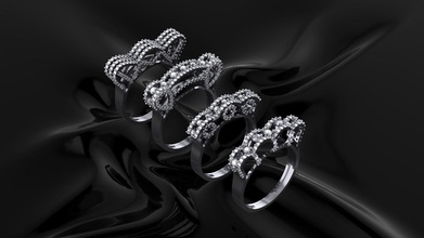 4 diamond rings jewelry fashion ring jewel jewelery silver white gold 3d print model - Mito3D