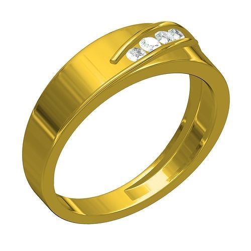 4 diamond simple mens ring art jewellery gold silver sterlling gems jewel 3d cad design printable customize engagement fashion jewelry rings 3D print model - Mito3D