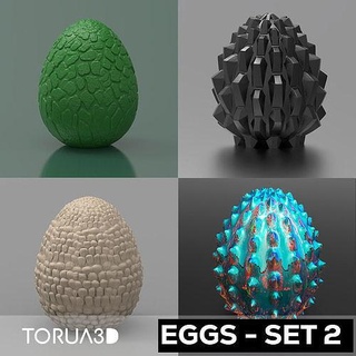 4 Drachen Eier einstellen 2 stl Dateien 3d Drucken Spielzeug Spielzeuge Ender zbrush Dracheneier artikuliert Spiele Kunst 3d print model - Mito3D